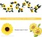 2-Pack Sunflower Garland Decor – 7.5ft Artificial Sunflower Vines with Green Leaves, Silk Hanging Flower Garlands for Wedding, Birthday, Home & Wall Party Decorations
